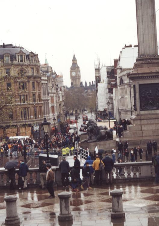 Not much happening when we first arrived at Trafalgar Square.