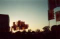 Flags at sunset