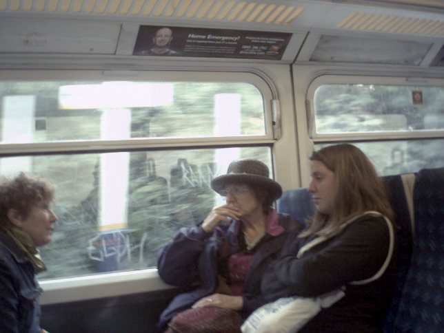 Louise, Deidre and Holly on the train