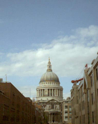 Walking across the wobbly bridge to St Pauls