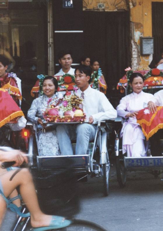 Michael and Holly spotted this cyclo wedding procession.