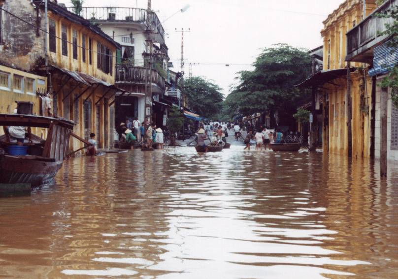 Flooded streets.