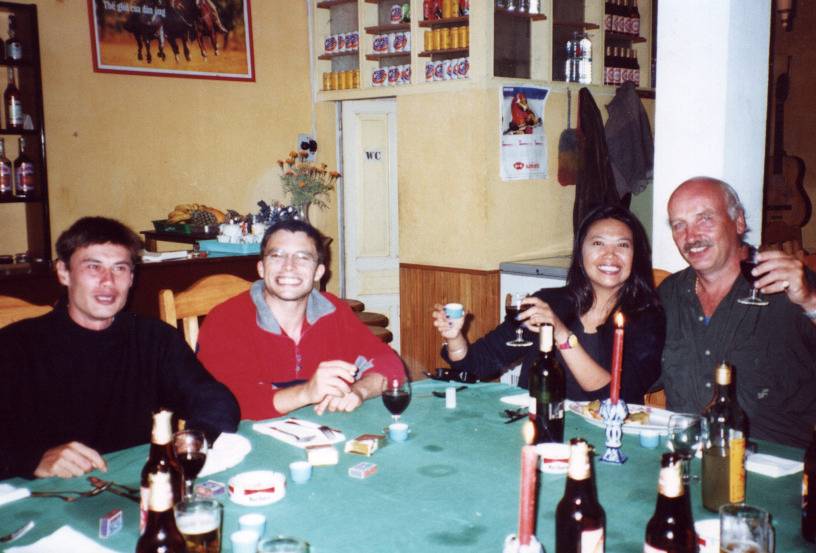 We had the most expensive meal we ate in Vietnam.  It was brilliant though.  The guy on the left is Fredo who runs expensive but very good motorbike tours on Russian Minsk motorbikes.  See the Lonely Planet for more about him.